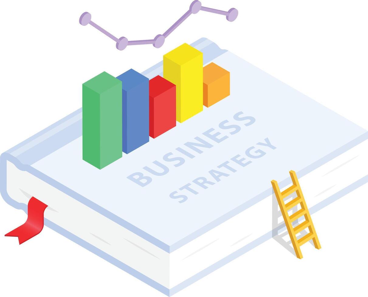 Business Strategy Book with Bar Graph vector