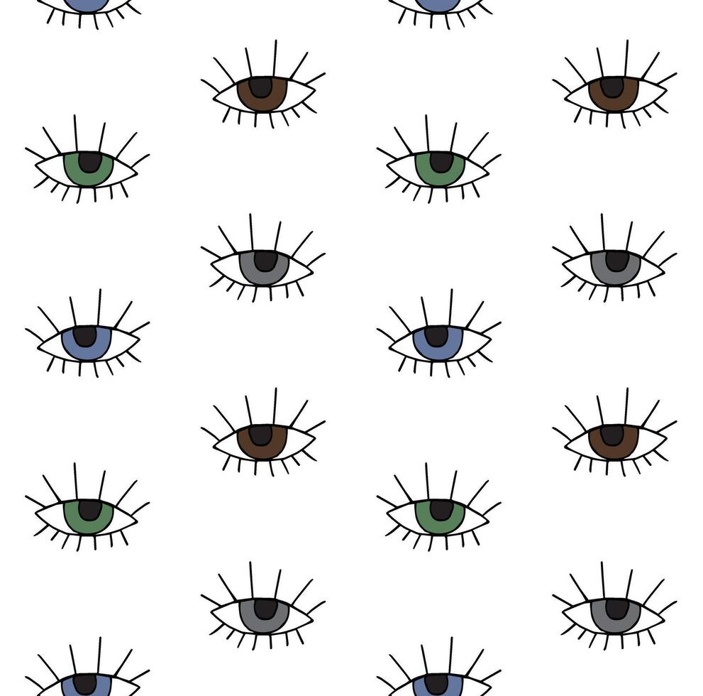Seamless pattern of sketch eyes vector