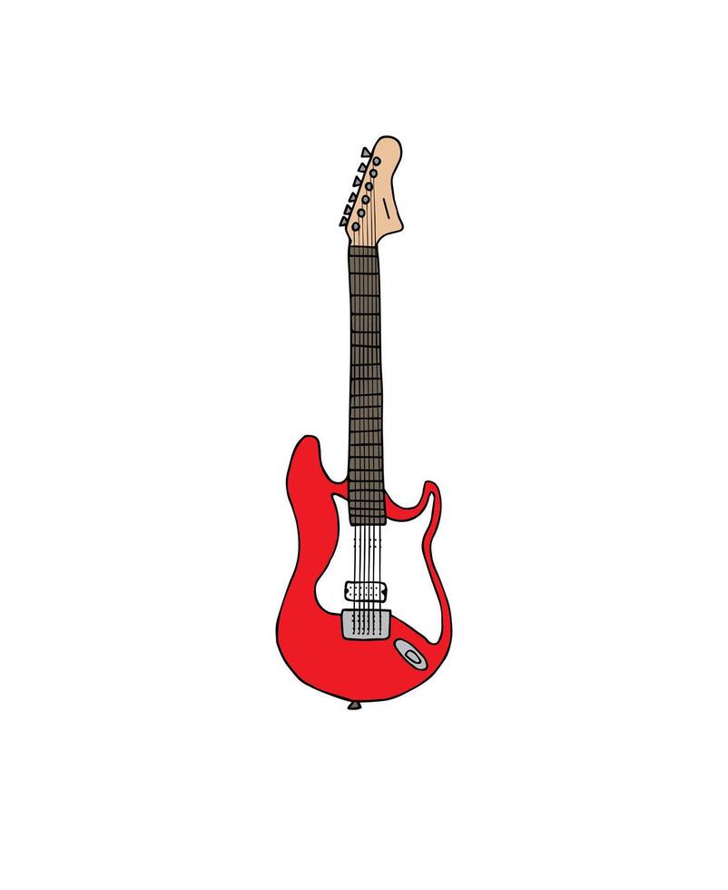Hand drawn sketch electronic guitar vector