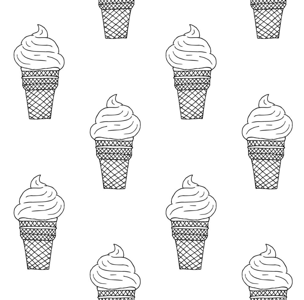 Seamless pattern of sketch ice cream vector