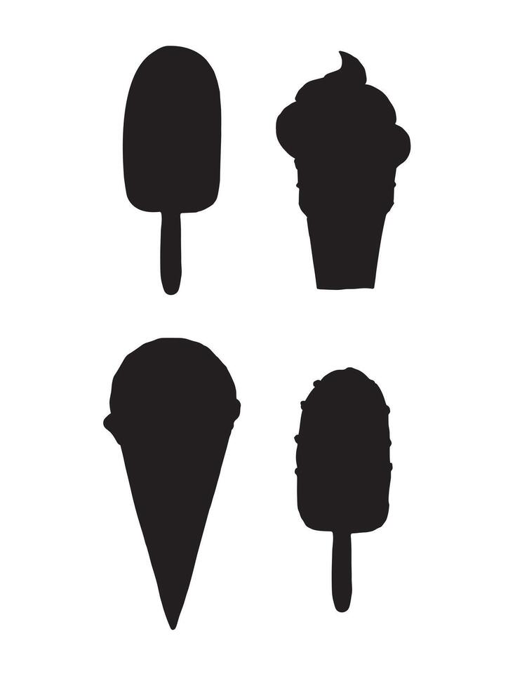 Set of hand drawn different ice cream vector