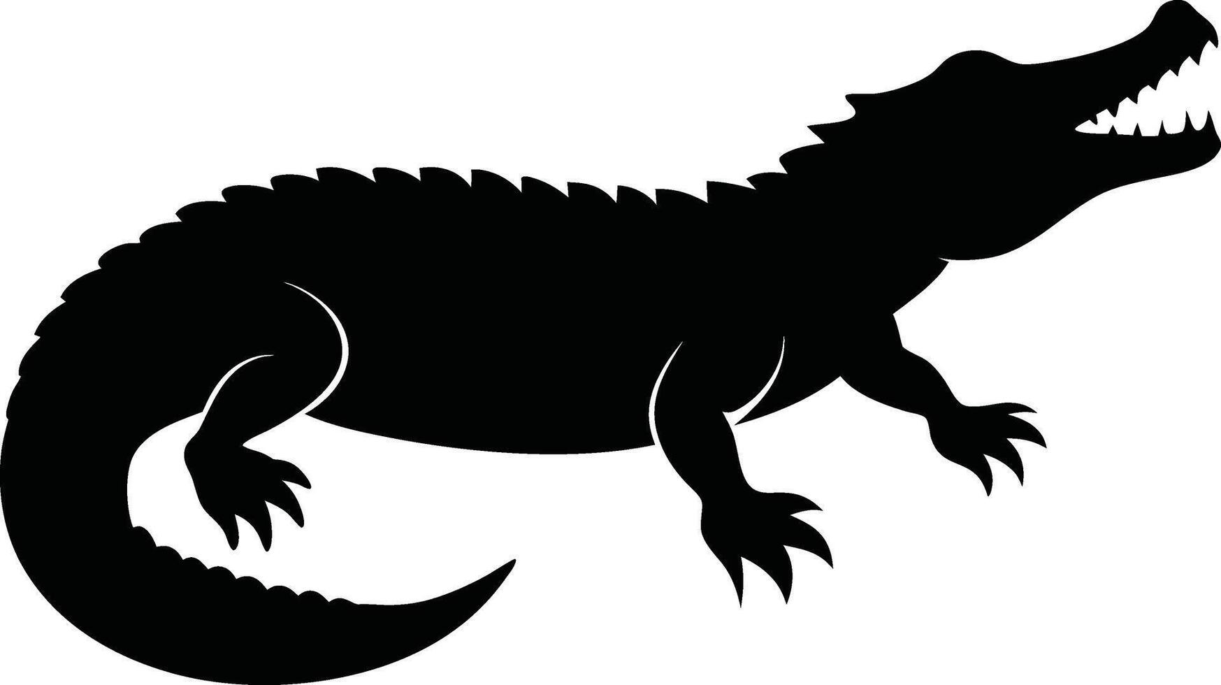 Crocodile silhouette on white background vector