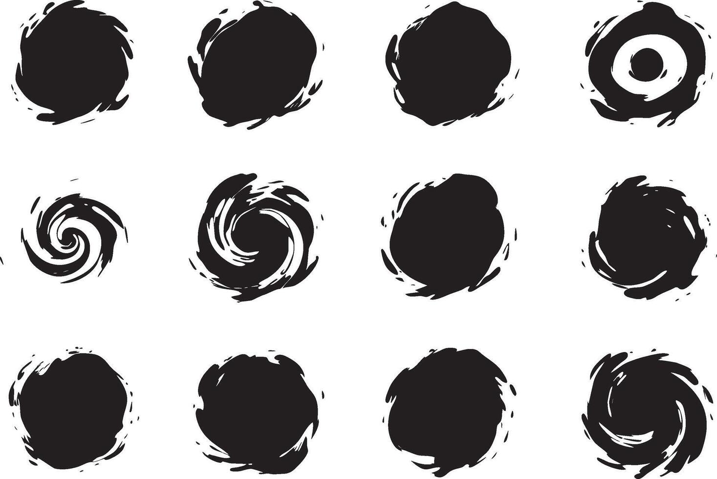 A set of black ink splatters on a white background vector