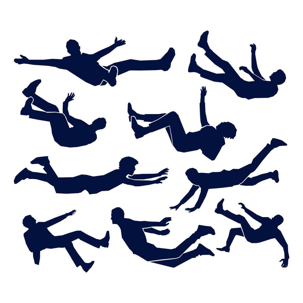 illustration drop man or falling down man collection, flat design set collection. vector