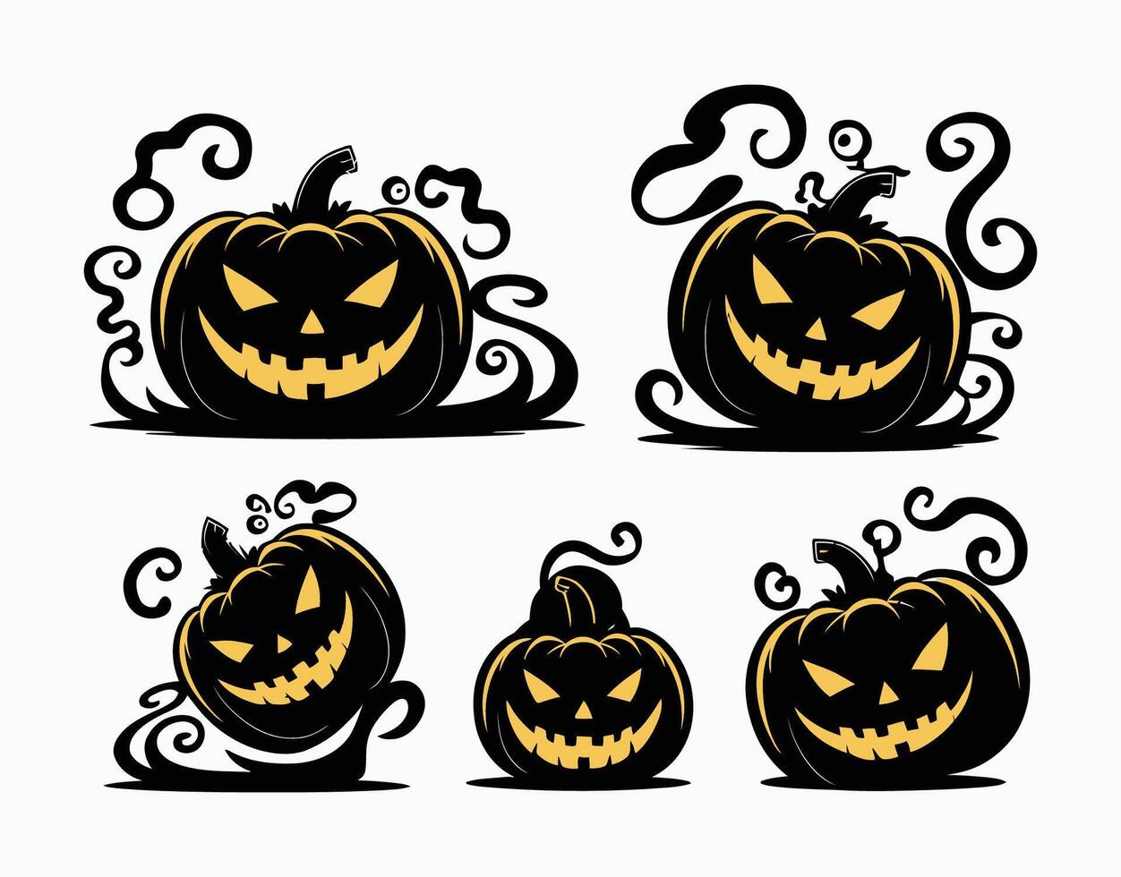 Silhouette Pumpkins with Eerie Looks vector