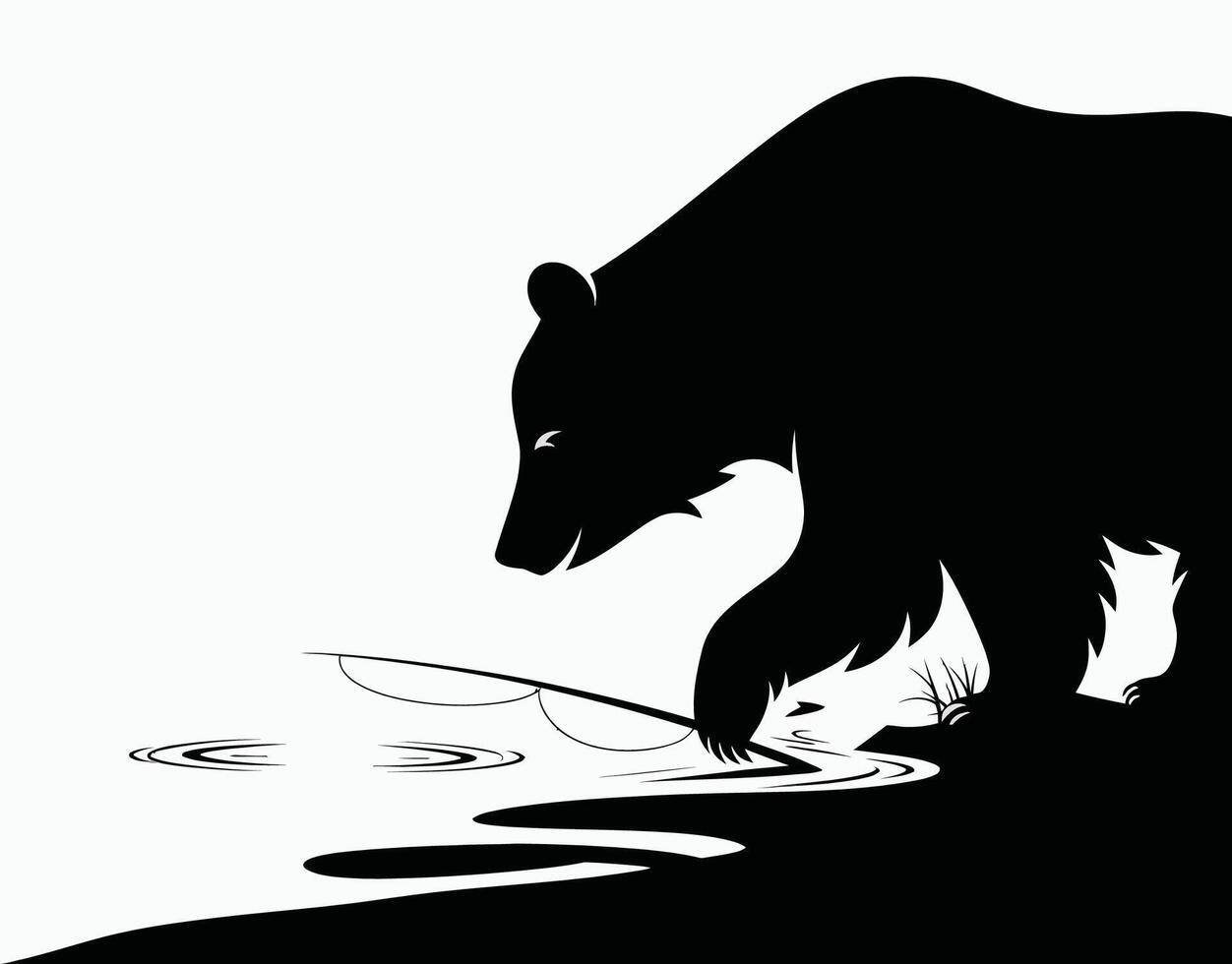 Bear Silhouettes at the River EPS Template vector