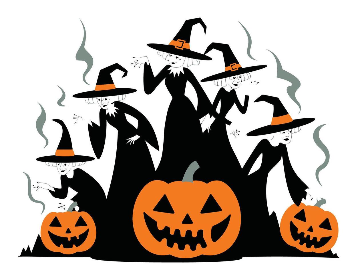 Spooky Pumpkin Shapes with Ghost EPS Template vector