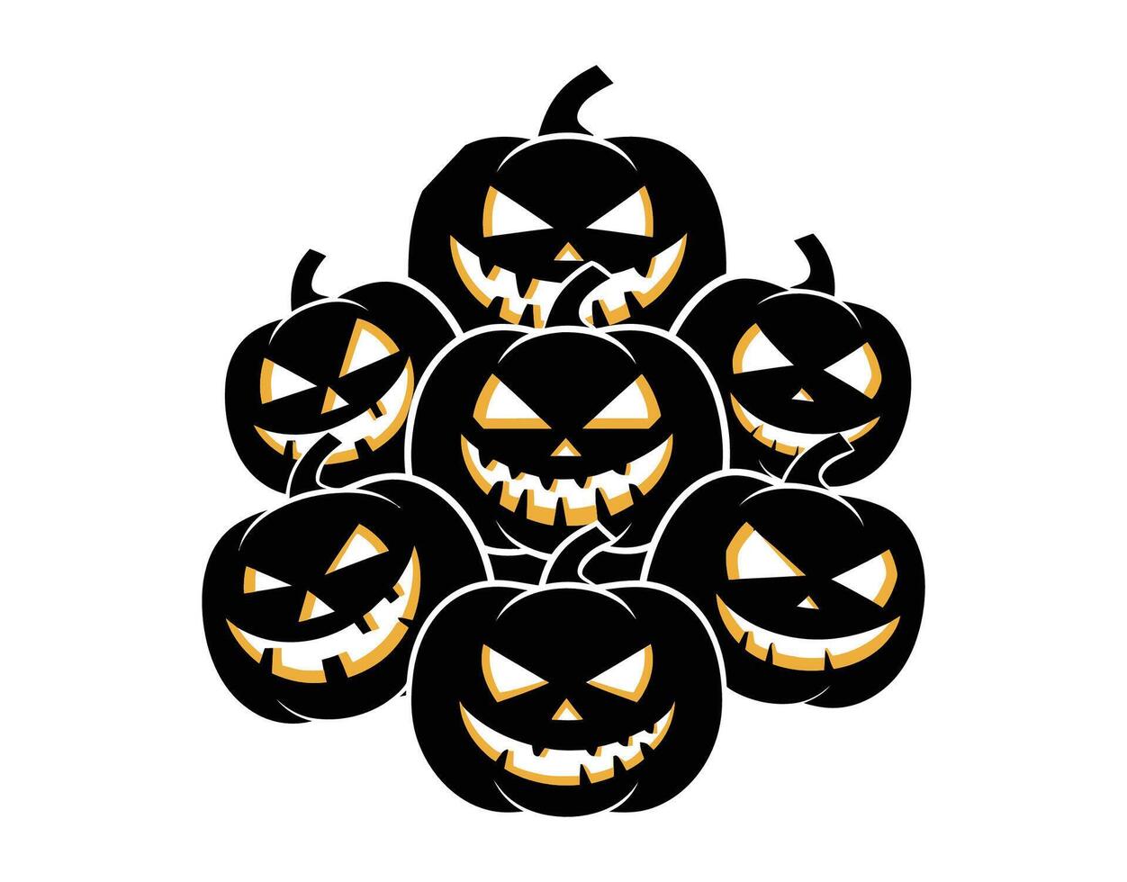 Haunted Pumpkin Faces in a Glow EPS Template Illustration vector
