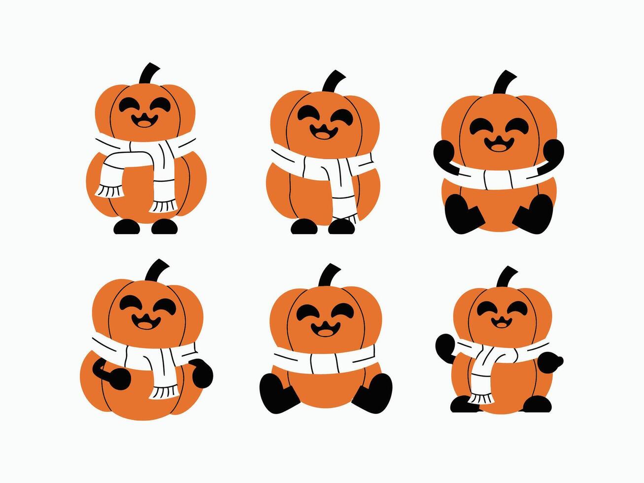 Pumpkin Characters Poses with Scarves vector
