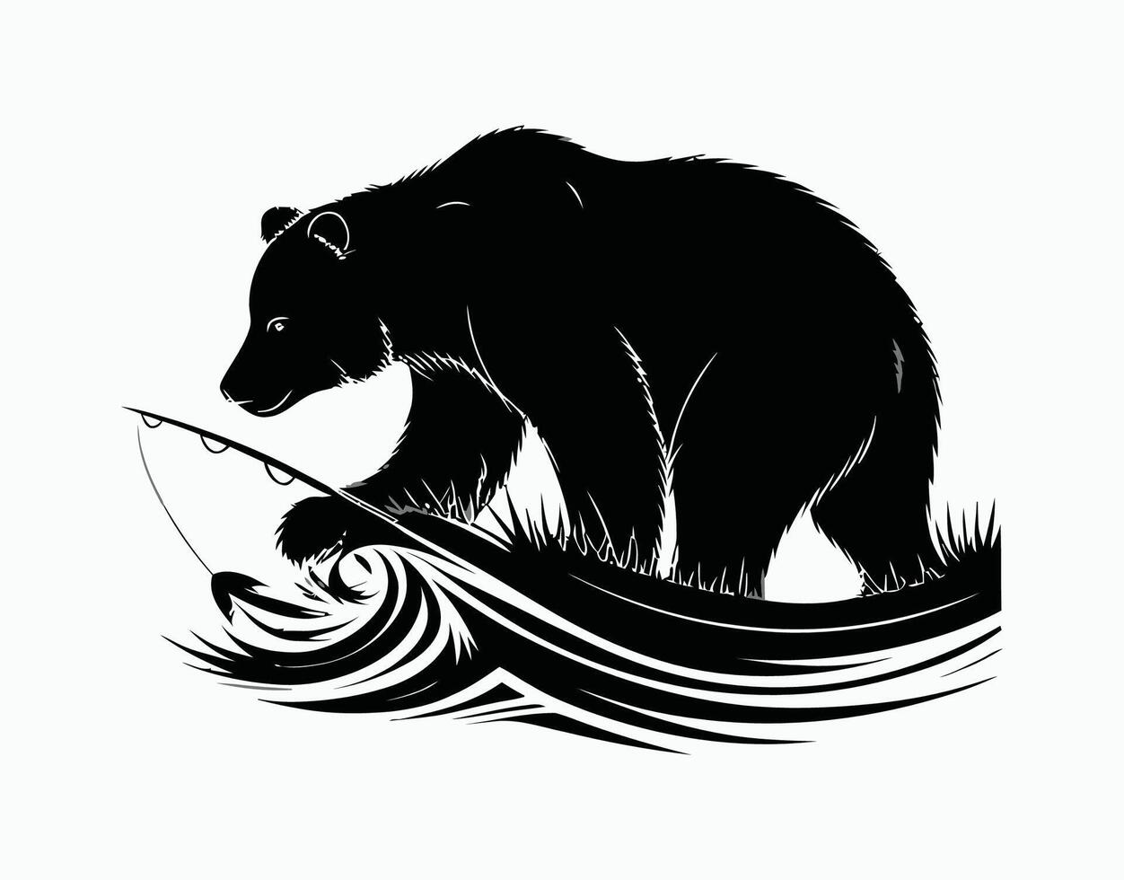 Bears at the River EPS Template vector