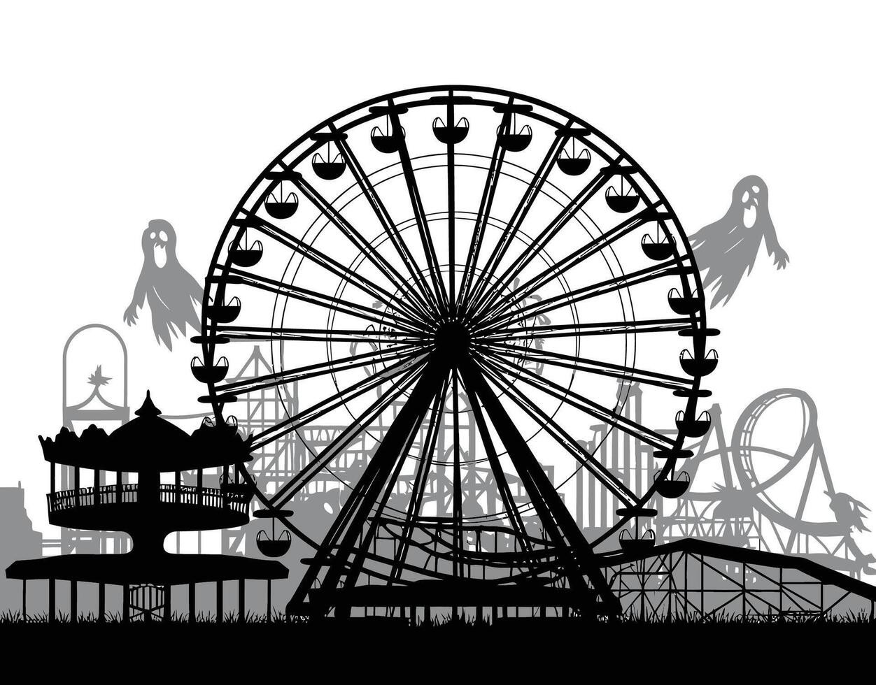 Silhouetted Secrets of a Lost Amusement Park EPS Template vector