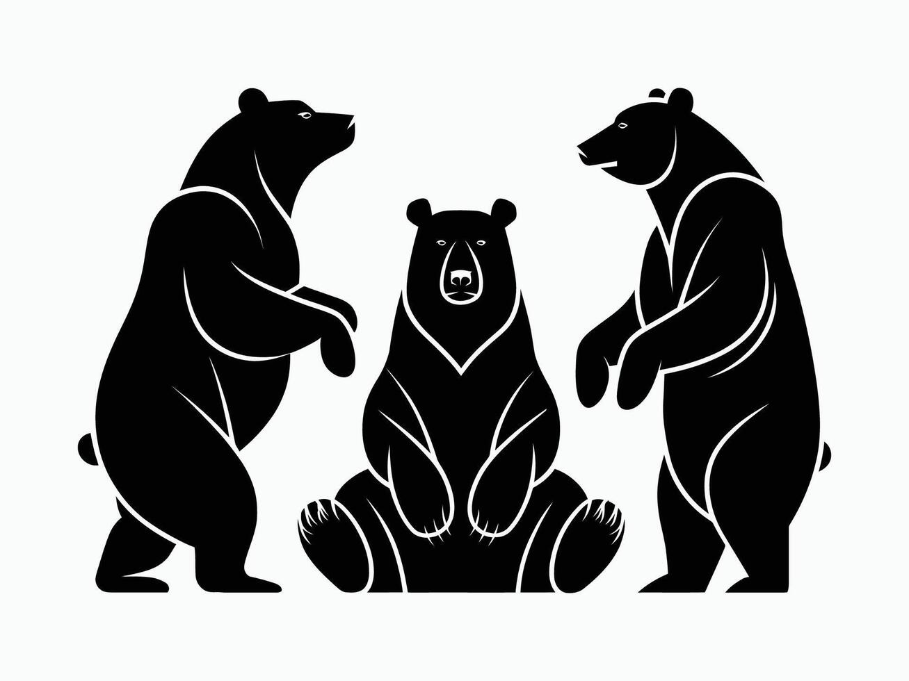 Relaxed Posture Black Bear Collection EPS Template vector