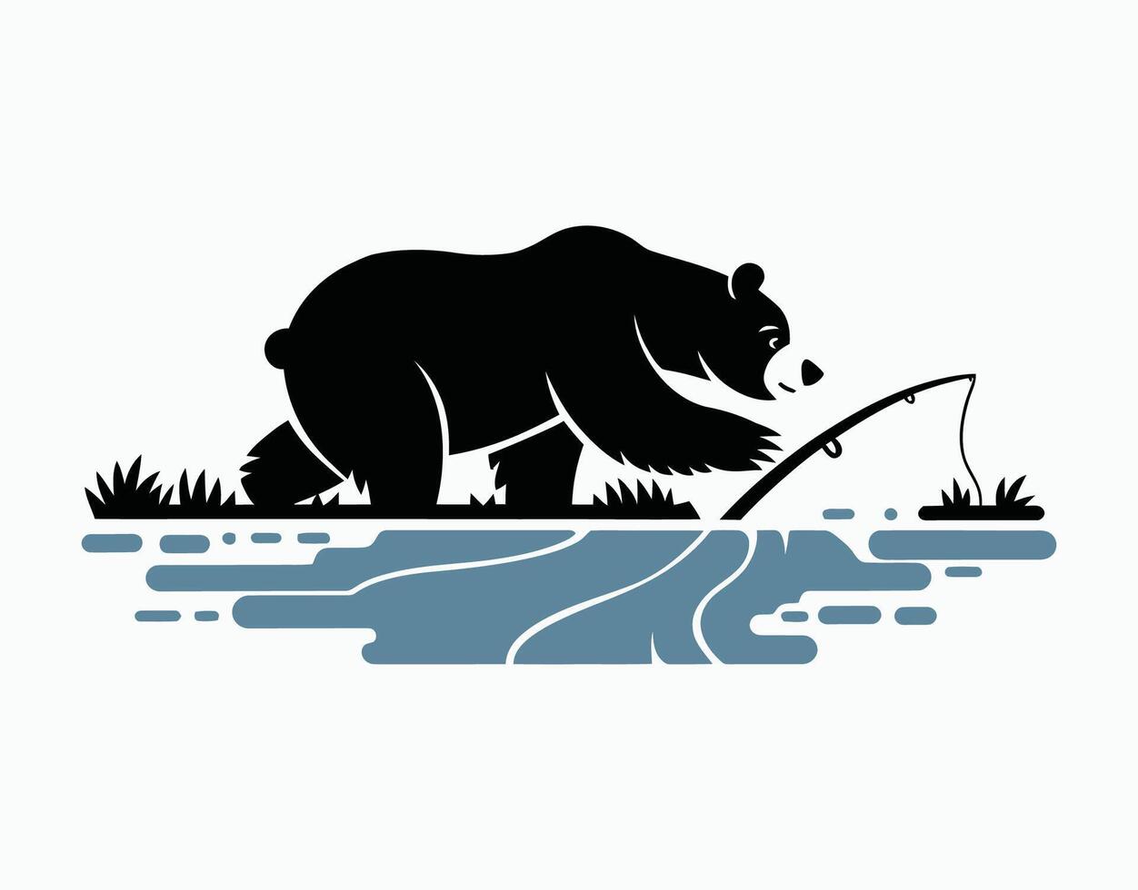 Bear and Water Scene EPS Template vector