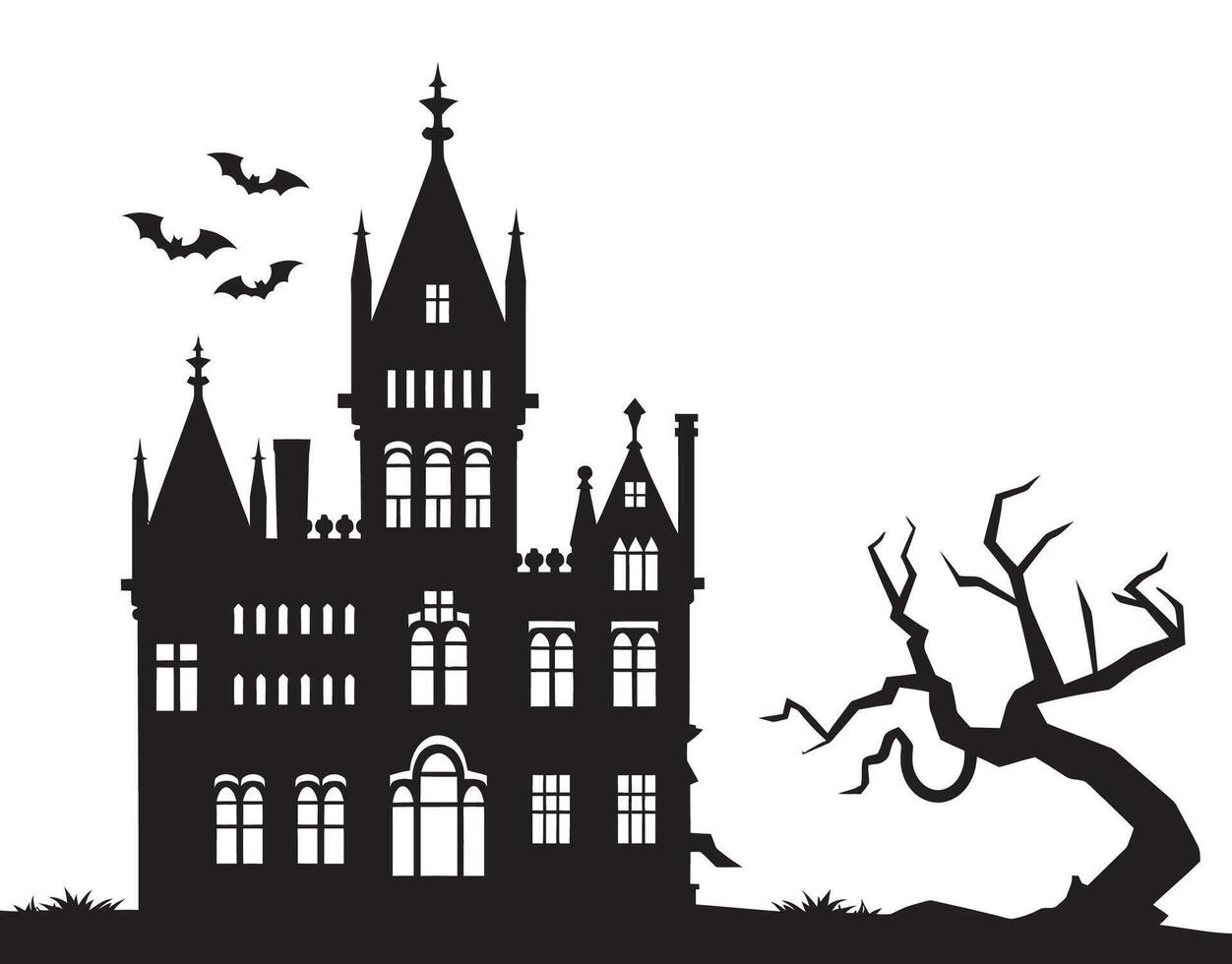 Elegant Gothic Silhouette Spooky Nightscape EPS Template vector