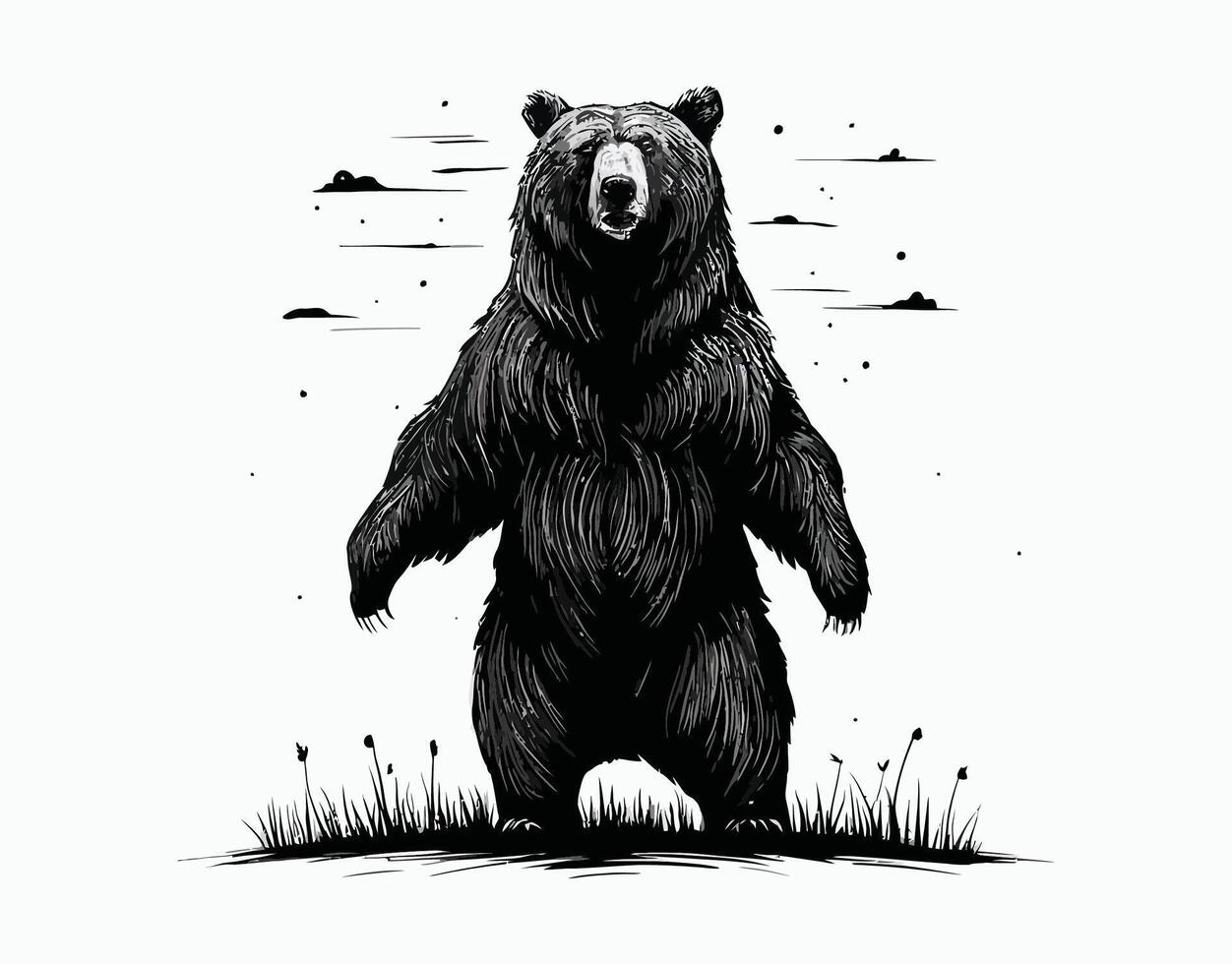 Black Bear Silhouettes Standing Poses Collection EPS vector
