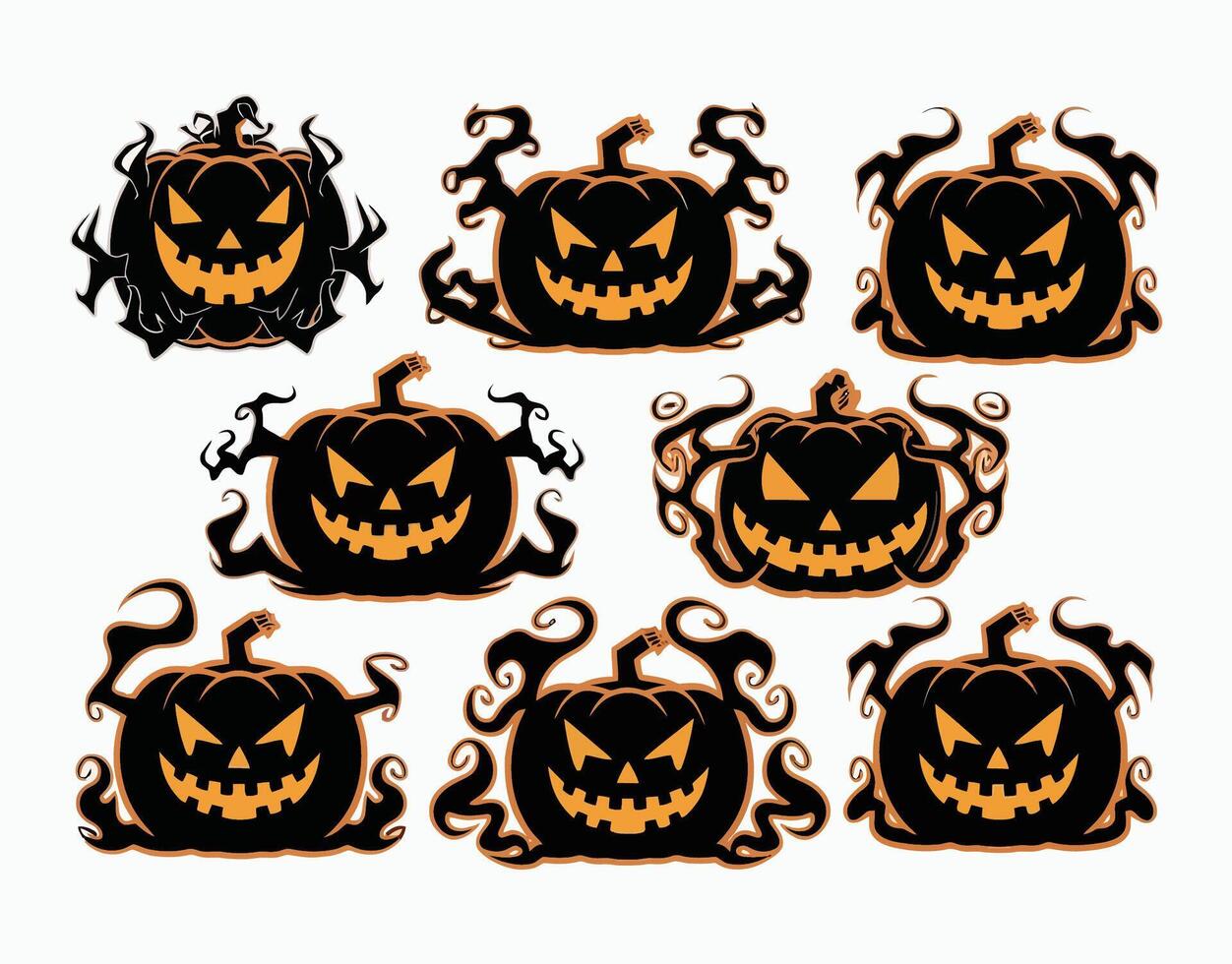Haunted Pumpkins with Sharp Teeth EPS Template Illustration vector