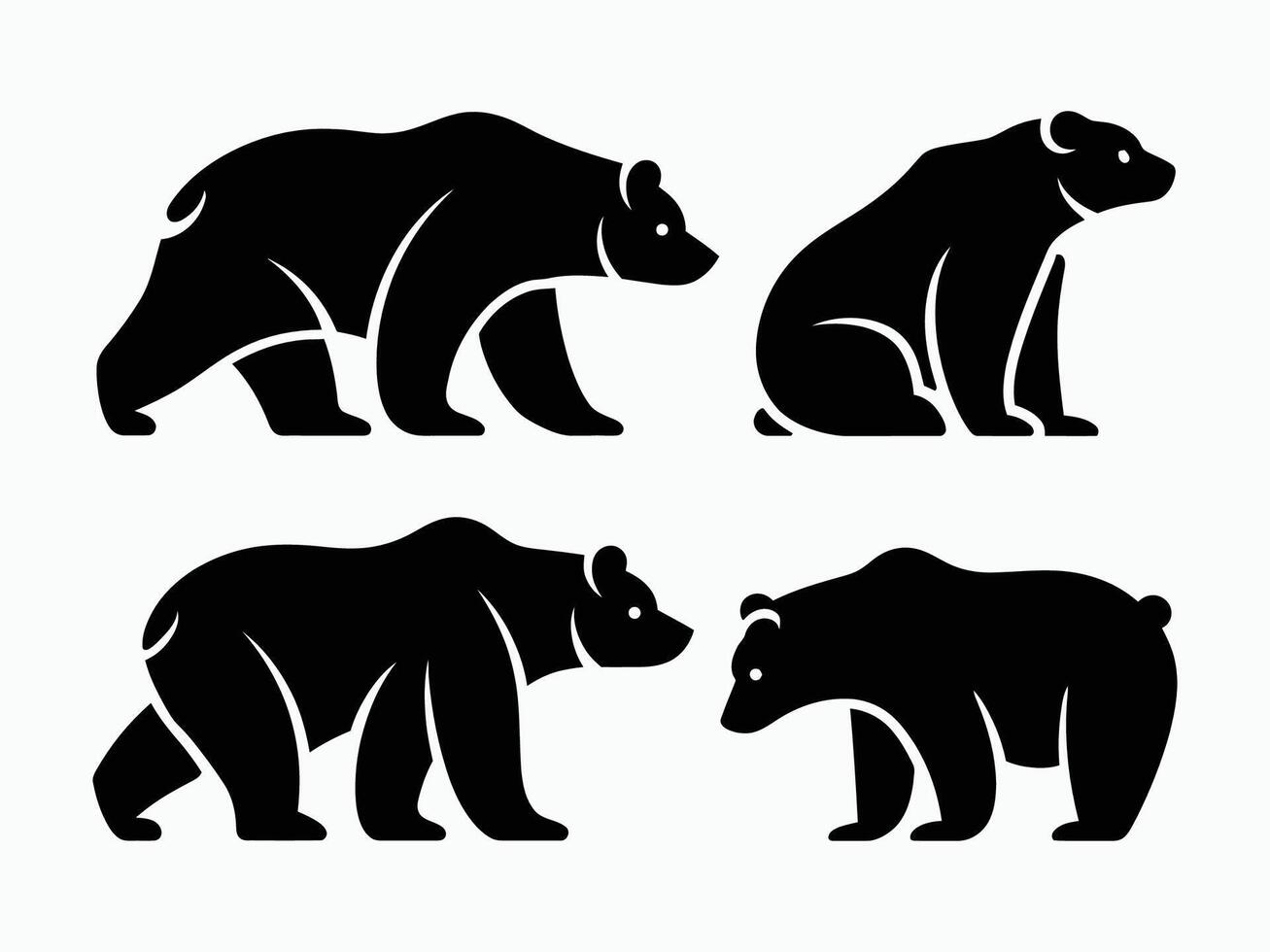 Black Bear Illustrations Elegant Poses EPS Template vector
