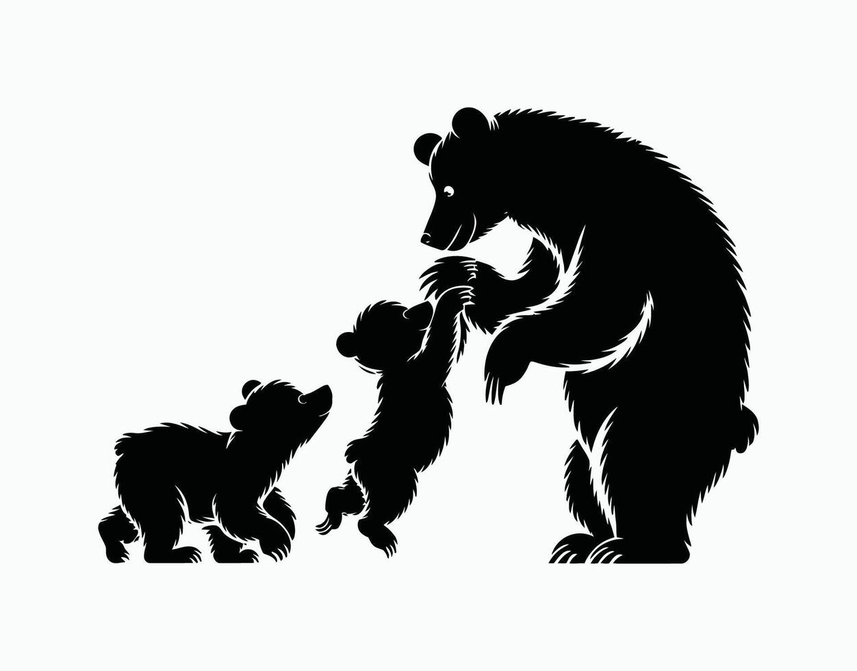 Elegant Bear Family Silhouettes Capturing Nature's Love EPS Template vector