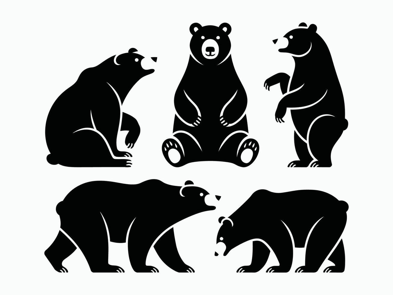 Black Bear Designs of Various Collection EPS Template vector