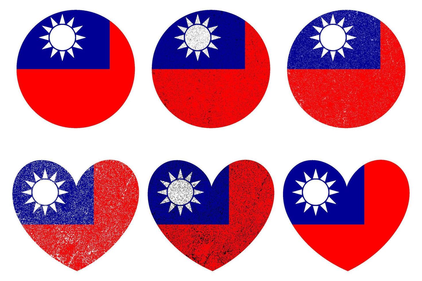 National flag of Taiwan has a round shape and an icon heart symbol illustration. Flag of Taiwan. vector