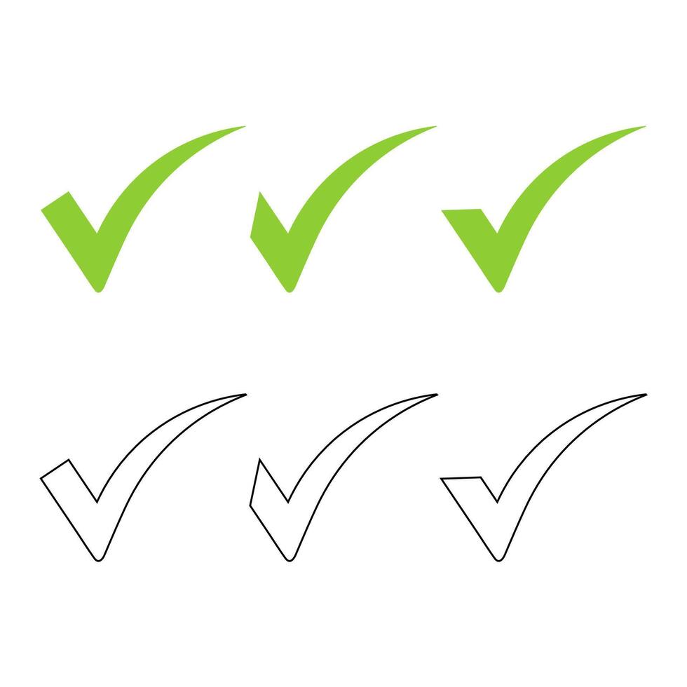 Check marks icon. Multiple different check icon illustrations. vector