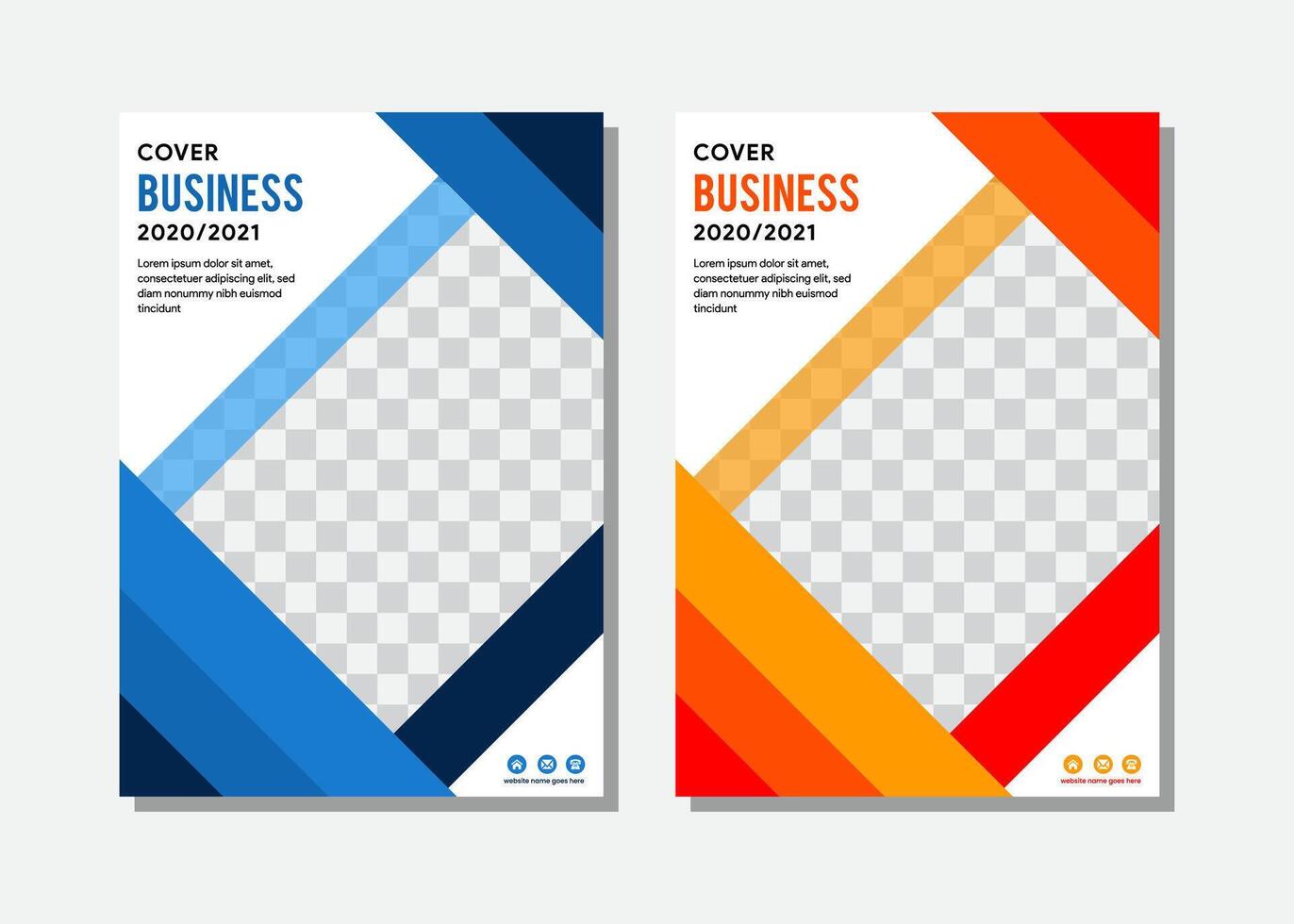 business layout background with space for photo. blue orange diagonal stripes vector