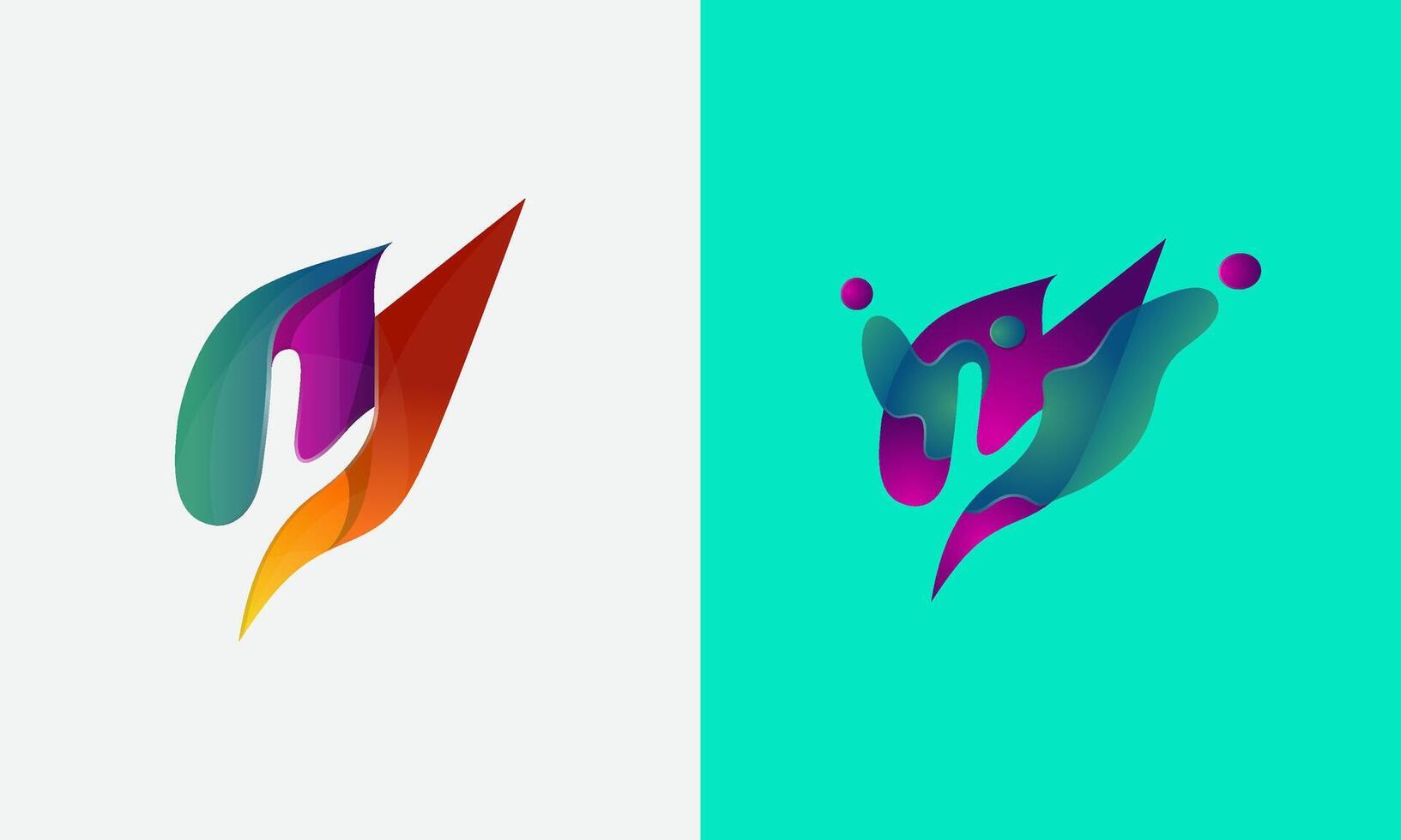 M letter idea logo and application icon template. set of colorful m sign modern geometric fluid vector