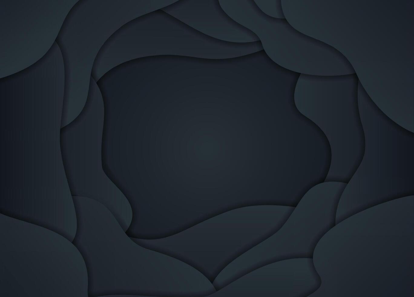 Black paper cut background. Abstract realistic papercut decoration textured with wavy layers. 3d topography relief. topographic illustration. Cover layout template. vector
