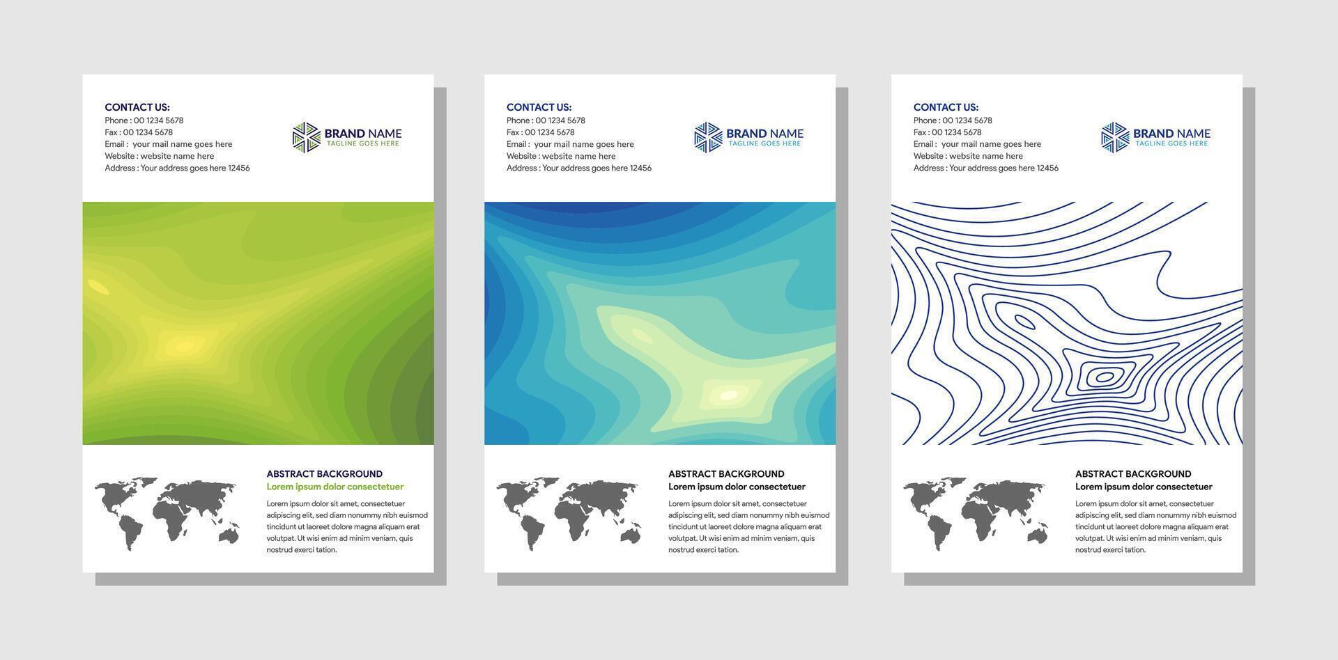 A4 format modern cover mock up design templates for brochure, magazine, flyer, booklet, annual report. Topographic contour map, abstract monochrome background. vector