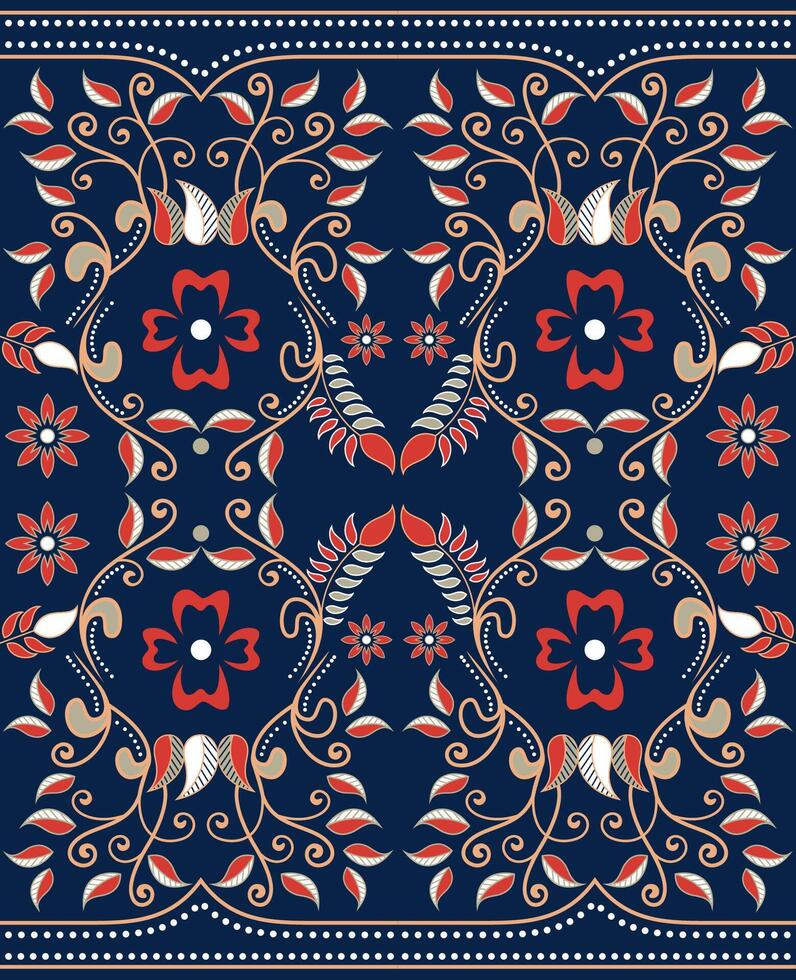 Beautiful floral pattern design for Textiles. patterns from stylized small flower and leaf. dark blue color background vector