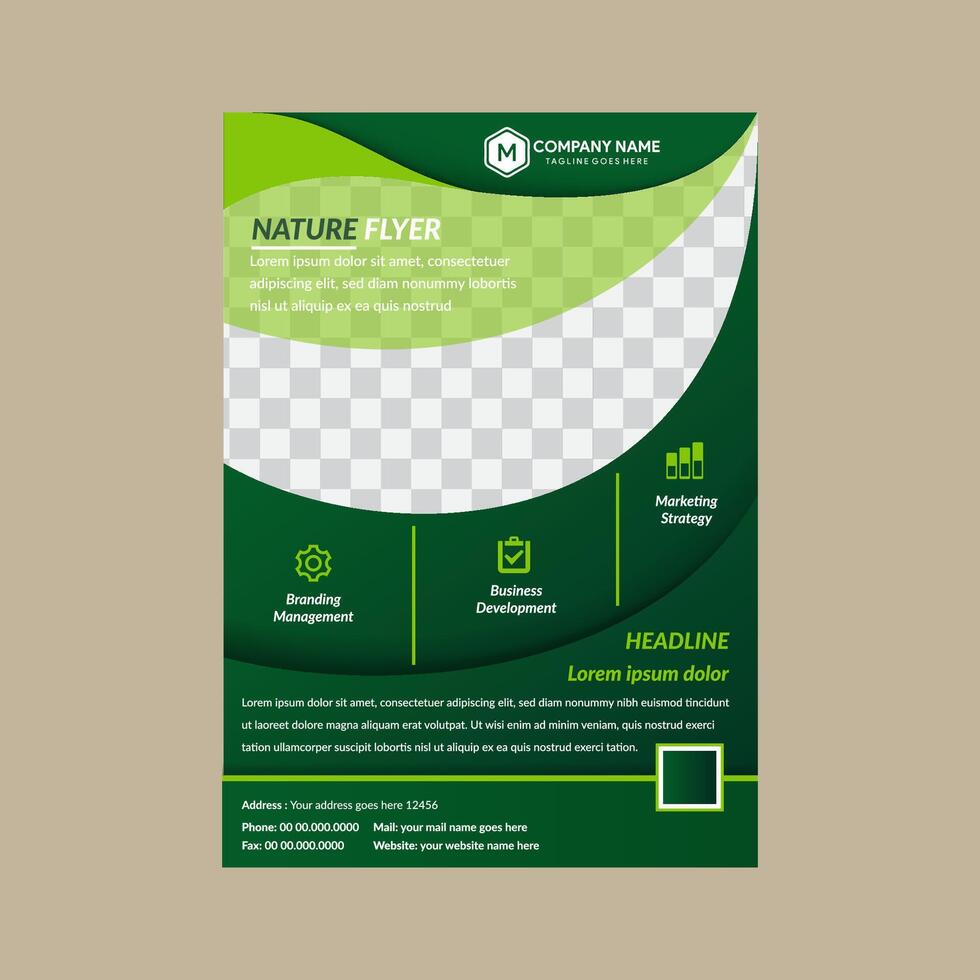 Brochure, annual report, flyer, magazine templates. Set of modern green corporate designs. leaf shape for photo collage space. A4 layout abstract background vector