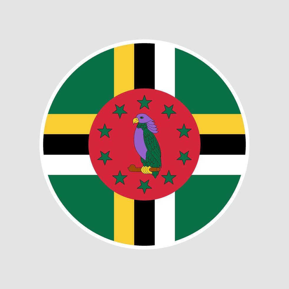 The flag of dominica. Flag icon. Standard color. Round flag vector