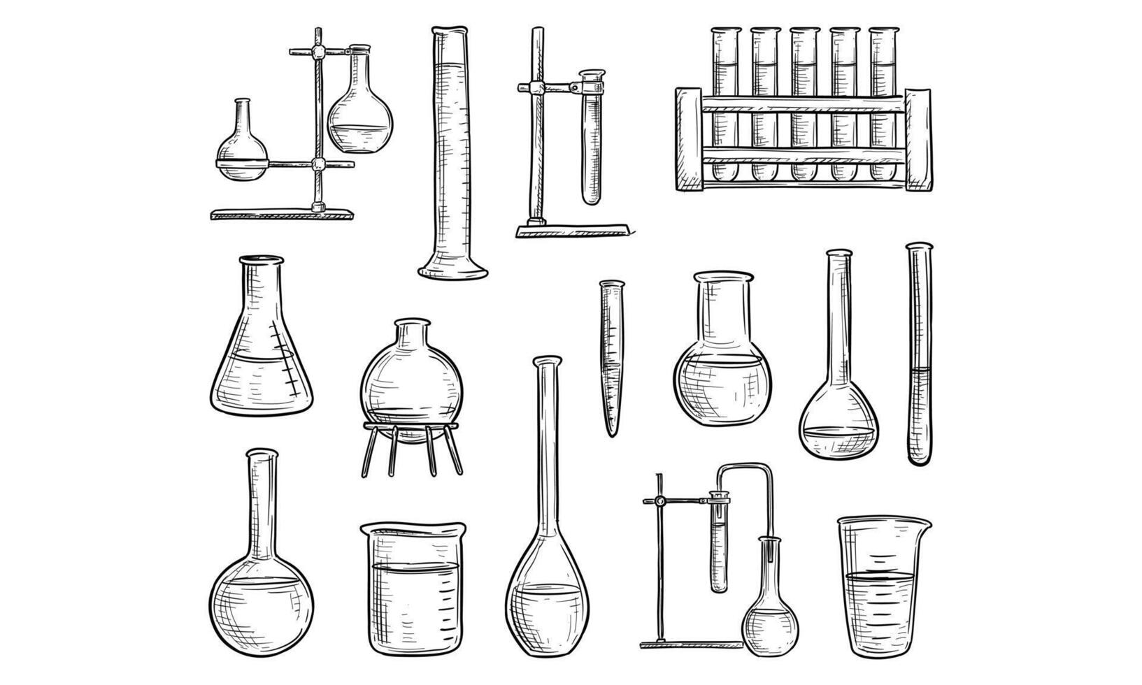 Laboratory Equipment Hand Drawn Illustration vector