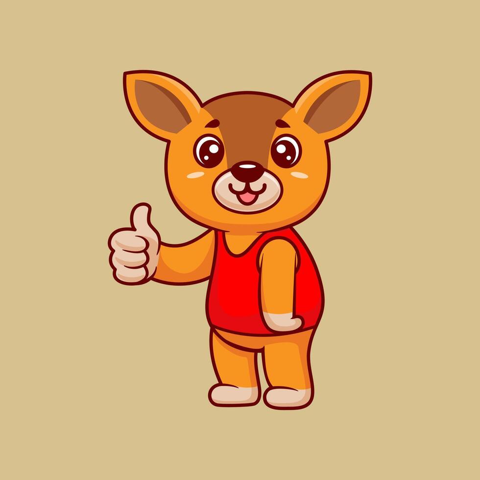 Cute Baby Deer Thumbs Up With Cartoon Icon Illustration vector
