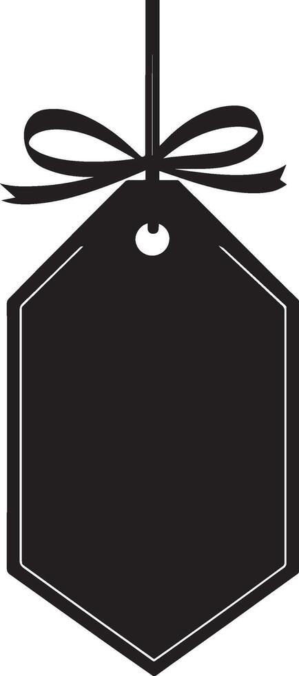 Sale tag with ribbon hanging clean simple silhouette black vector