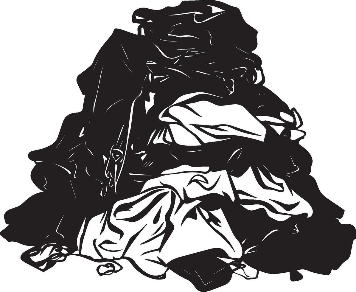 Heap of mess clothes clean simple silhouette black vector