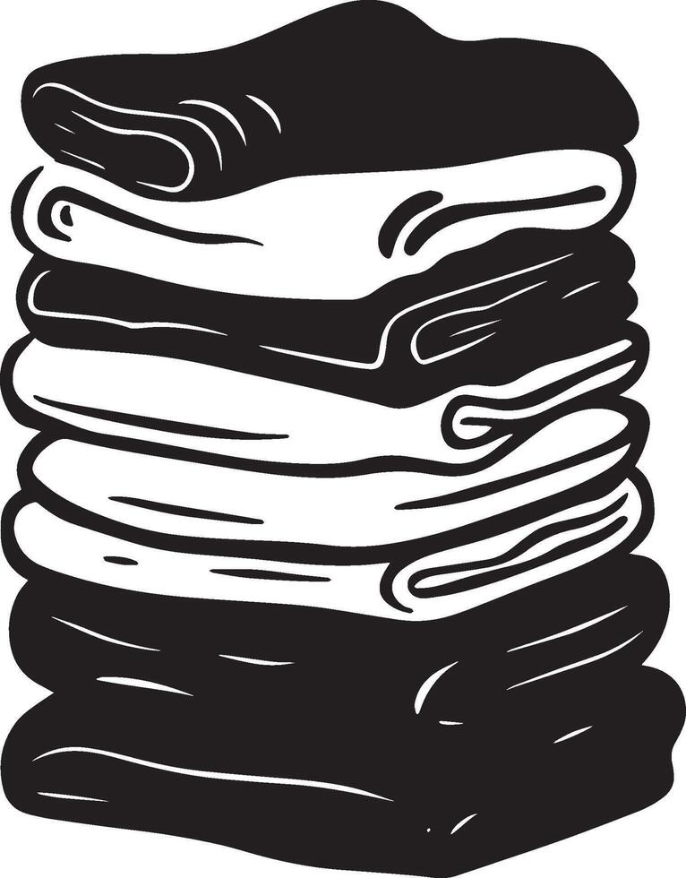 Folded clothes stack clean simple icon silhouette black vector