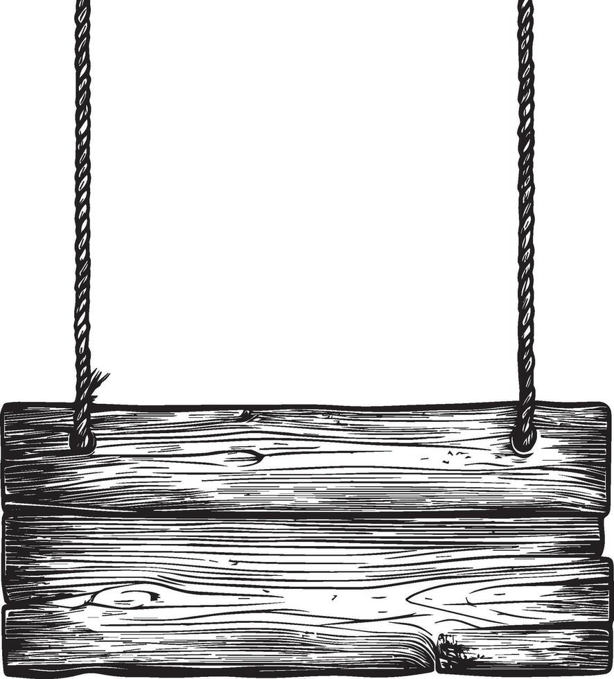 Hanging wooden signboard clean simple icon linear black vector