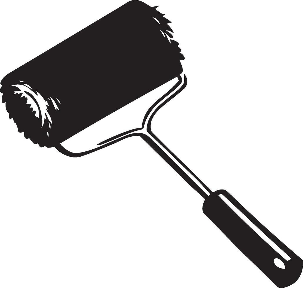 Paint roller clean simple icon silhouette black vector