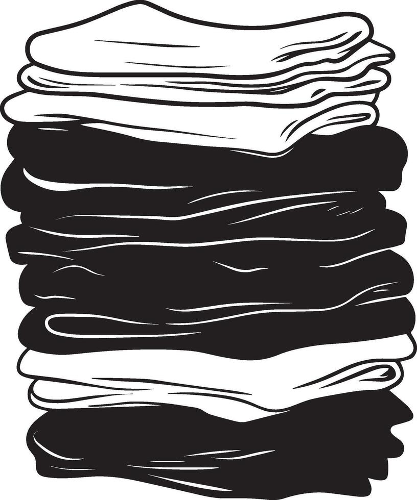 Folded clothes stack clean simple silhouette black vector
