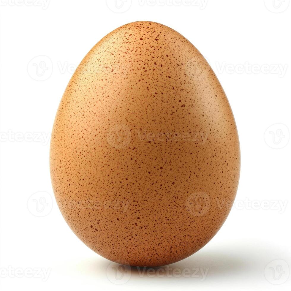 A brown chicken egg isolated on a white background. photo