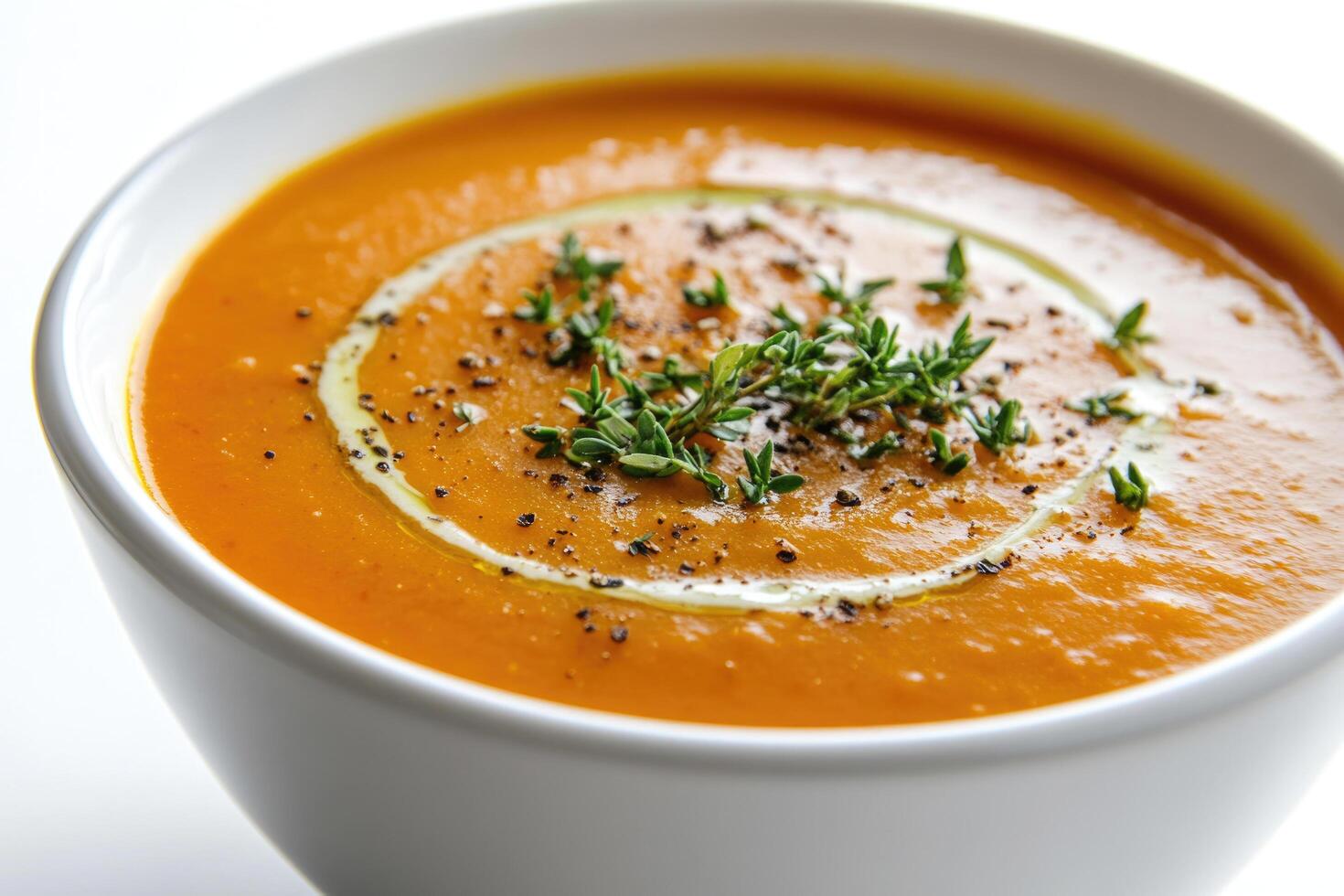 Butternut squash soup in a bowl photo