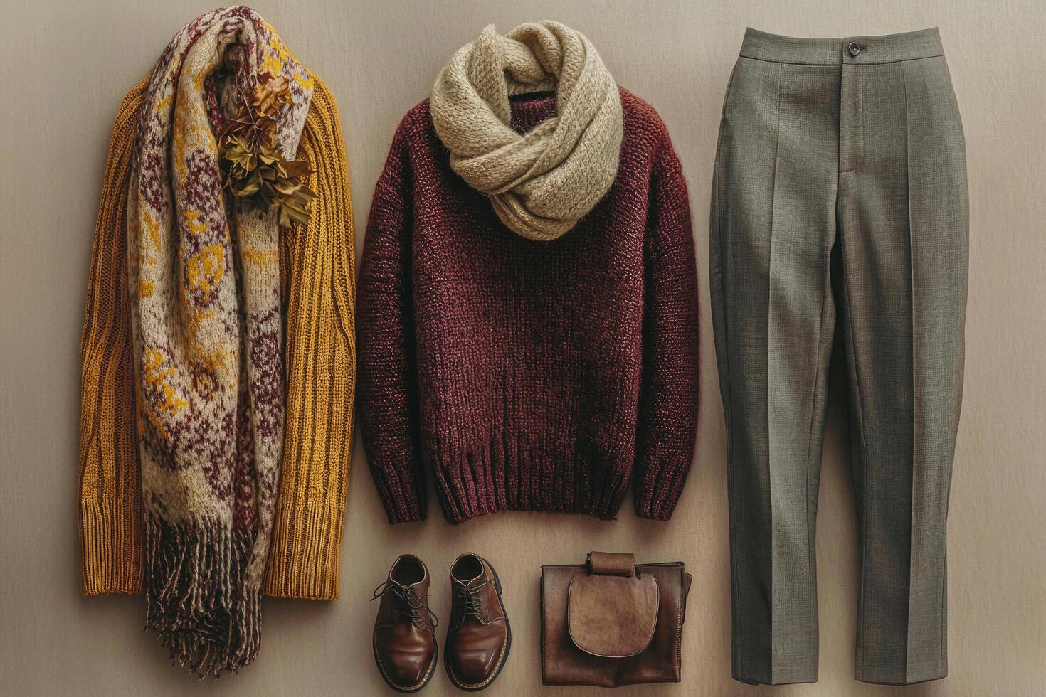 Autumn date outfit featuring stylish layers and warm tones photo