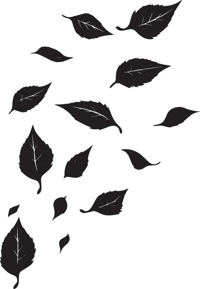 leaves falling clean simple icon silhouette black vector