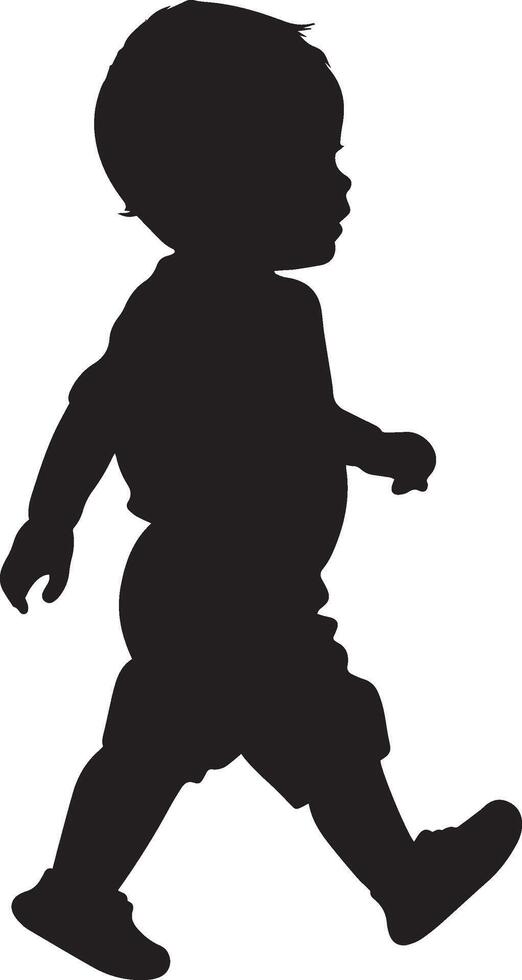 Baby walking full length silhouette black vector