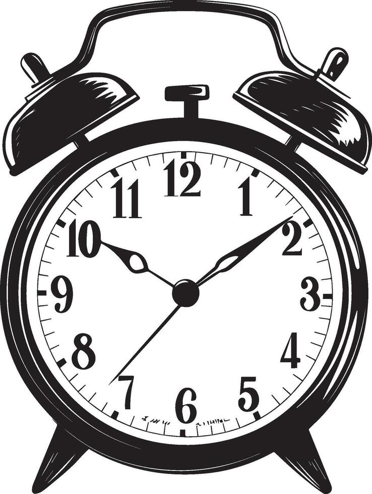 Alarm clock clean simple silhouette black vector