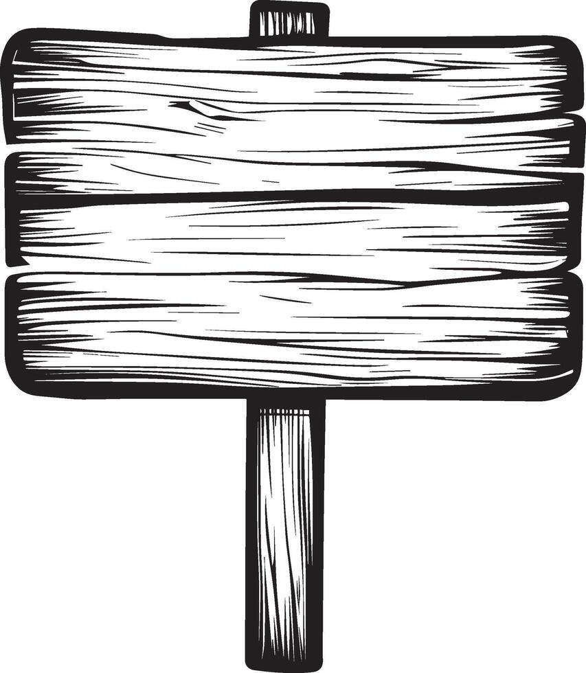 Wooden Sign board clean simple icon linear black vector