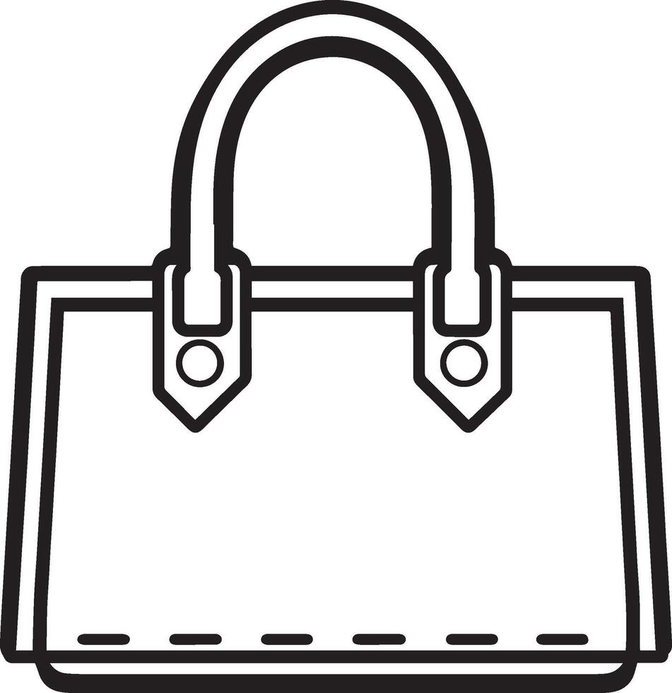 Lady's handbag clean simple icon linear black vector