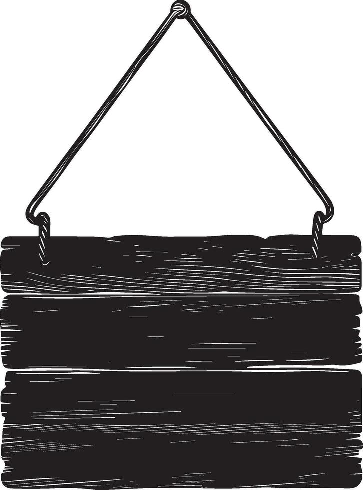 Hanging wooden signboard clean simple icon silhouette black vector