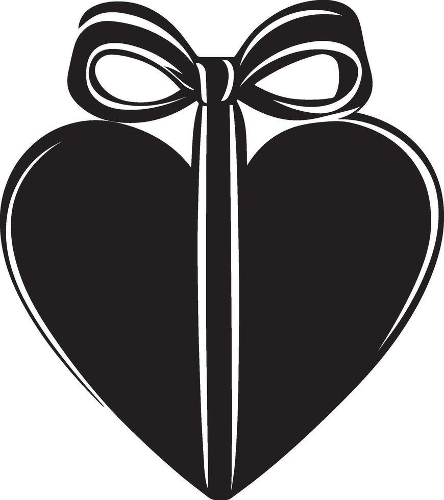 Valentine day gift box clean simple icon silhouette black vector